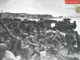 Army and Marines land at Asan Beach, Guam, on July 21, 1944.