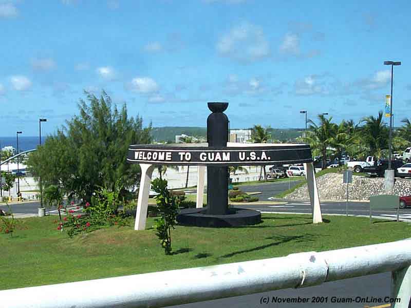 Welcome to Guam USA nonument at the Won Pat International Airport.