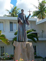 Padre Diego Luis de San Vitores statue in the courtyard of the Tumon Catholic Church on San Vitores Road.