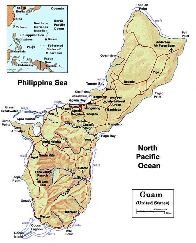Map of Guam and Oceania