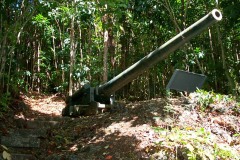 Japanese WWII Coastal Defense Gun Piti, Guam – One of 3 large 140mm cannon with up to 10 mile range set in the hillside behind the village of Piti to defend against approaching ships.