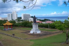 Statue of Confucius in Chinese Park in Upper Tumon overlooking hotel row and the Philippine Sea was donated by the Guam Chinese community in 1985.