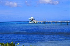 Fish Eye park underwater observation tower in World War II bomb hole in bay in Piti Guam.