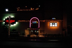 Night view of Sand Castle Dinner Club and Globe Night Club in Tumon Guam.